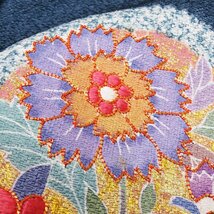 特選 訪問着 着物 中古 袷 フォーマル 京友禅 松井佚鴦 金駒刺繍 花模様 御召茶色 多色 金 身丈158.5cm 裄64.5cm M きもの北條 A989-3_画像6