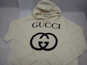 GUCCI　グッチ　インターロッキング フーデッド スエットシャツ GGロゴ　パーカー　オフホワイト　475374-X3Q25　XL