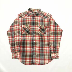 CAMCO/L/S Flannel Western Shirt/Large/Red×Black/Cotton 100%/カムコ/長袖ネルウエスタンシャツ/レッド×ブラック/コットン/チェック柄