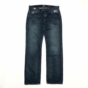 7 For All Mankind/Made in USA/Slimmy/Straight Jeans/W34/セブンフォーオールマンカインド/スライミー/デニムパンツ/ダメージ/スキニー