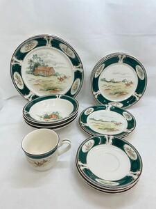 KT0131 NORITAKE/ノリタケ ケルトクラフト 食器 まとめ 15点 カップ&ソーサー/プレート グリーン系