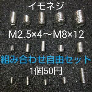イモネジ(ステンレス)M2.5×4～M8×12組み合わせ自由8個セット