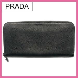 プラダ PRADA 2ML317 サフィアーノ ラウンド 長財布 黒色 ブランド