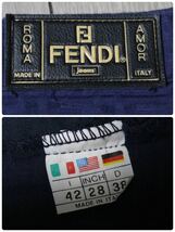 フェンディ/FENDI/ジーンズ/JEANS/ズッカ柄/セットアップ/ノースリーブ ベスト/スカート/コットン100%/ネイビー系/2点セット_画像9