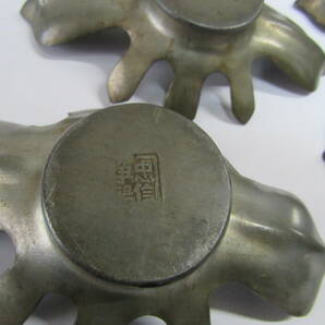 忠信浄錫 茶托 ５ 客 在銘 刻印 茶道具 古美術 時代物 金属工芸 煎茶道具（問題あり）の画像4