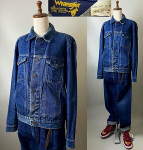 ★【希少 USA製 ビンテージ 80s】名作 Wrangler ラングラー 74571PW ポケット付 13OZ 右綾インディゴ デニム ジャケット Gジャン サイズM