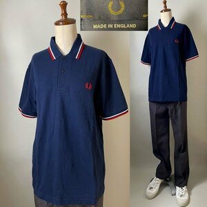 ★【Made in England イングランド製 国内正規品】英国製 FRED PERRY フレッドペリー M12 鹿の子 ポロシャツ 40（国内M相当）ネイビー