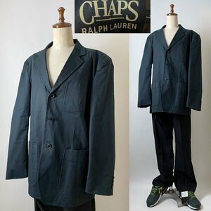 【希少 美品 国内正規品】CHAPS RALPH LAUREN チャップス ラルフローレン コットンストレッチ テーラード 3つボタン ジャケット L ネイビー