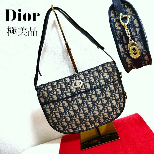 極美品 Dior ロゴチャーム トロッター ゴールド ショルダーバッグ トートバッグ ハンドバッグ ChristianDior クリスチャンディオール