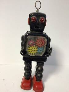 ブリキロボット　日本製　ゼンマイ可動　確認済　昭和レトロおもちゃ　アンティークトイ　ビンテージフィギュア　ジャンク