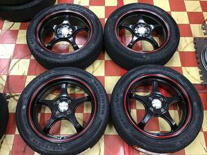 J70◆中古品5ZIGENプロレーサー　4本set新品タイヤ◆16×5.5+45　PCD100/4H◆195/50R16　新品MINERVA◆アクア・カローラアクシオ・スイフト