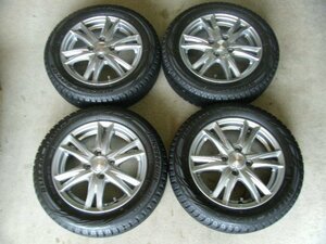 履きつぶしに! Exceeder アルミ 14×4.5J OFF43 PCD100-4H 155/65R14 BRIDGESTONE BLIZZAK REVOGZ スタッドレスタイヤ 4本セット P3642