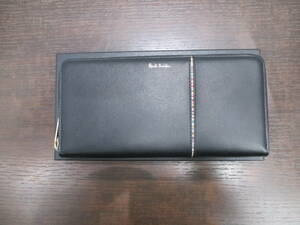 ブランド祭 美品 Paul Smith ポールスミス 長財布 BPU135 ロングウォレット ラウンドファスナー 牛革 レザー 箱付 ブラック