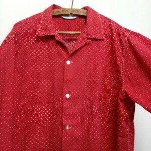 《水滴 / ペイズリー》60s Wash'n Wear 超不良 長袖 オープンカラー シャツ 16 / 16 1/2 L オンブレ ロカビリー 開襟 ビンテージ 水玉 50s