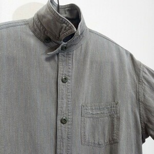 《黒シャン / サンフェード》RRL 耳付き ブラックシャンブレー チンスト ストライプ ワークシャツ メンズ XS シャツ 50s 60s ビンテージ