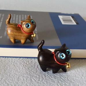 ☆人気☆2個セット 幸運 猫の置物 木製 無垢 招き猫 雑貨 ギフト プレゼントの画像3