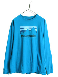 16年製 パタゴニア プリント 長袖 Tシャツ メンズ M Patagonia アウトドア ロンT プリントT ロゴT クルーネック フィッツロイ グラフィック