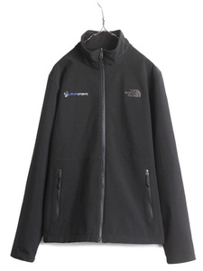 ノースフェイス ソフトシェル ジャケット メンズ M 古着 The North face 裏 フリース フルジップ ブルゾン アウトドア ハイネック 企業 黒