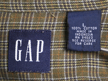 90s OLD GAP チェック フランネル シャツ メンズ L 90年代 オールド ギャップ 長袖シャツ コットン ポケット付き ネルシャツ マルチカラー_画像5