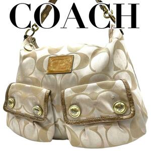 COACH コーチ　14570 ショルダーバッグ　ポピー　シグネチャー　サテン