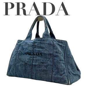 PRADA プラダ　カナパ　L デニム　大容量　トートバッグ　三角ロゴ