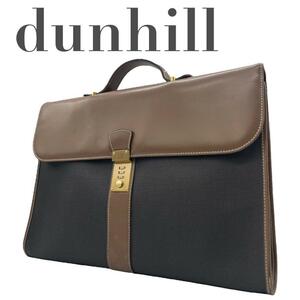 【1円】dunhill ダンヒル ビジネスバッグ ブリーフケース ダイヤルロック メンズ レザー メンズ 自立 ブラウン ブラック 黒 茶色