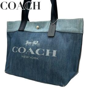 美品　COACH コーチ　s18 デニム　91131 トートバッグ　肩掛け可