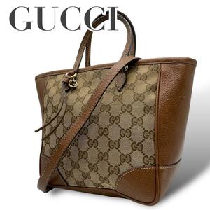 良品　GUCCI グッチ　A7 ハンドバッグ 2way 斜め掛け　GGキャンバス