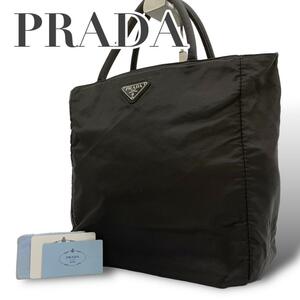 良品　PRADA プラダ　E3 ナイロン　トートバッグ　三角プレート　ブラック