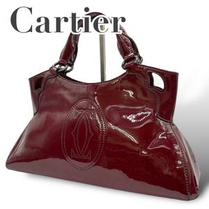 美品　Cartier カルティエ　A7 マルチェロ　ハンドバッグ　パテントレザー