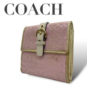 COACH コーチ　M2 三つ折り財布　ミニシグネチャー　コンパクトウォレット