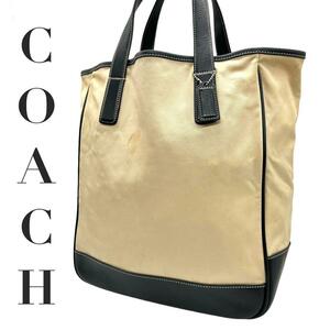 COACH コーチ　s57 トートバッグ　7707 キャンバス　レザー　クリーム