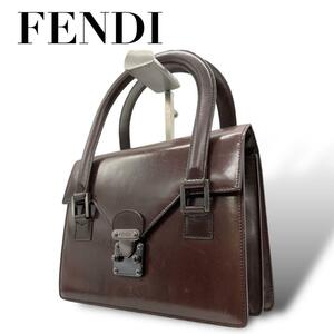 FENDI フェンディ　s46 ハンドバッグ　本革　レザー　フラップ　自立　茶色