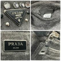 PRADA プラダ　e2 カナパS　ビジュー　ハンドバッグ　三角ロゴ_画像9