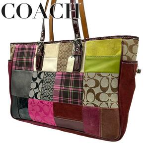 COACH コーチ　s27 肩掛け　1437 パッチワーク　トートバッグ　総柄