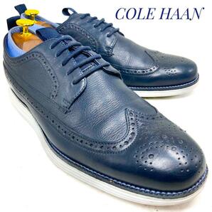 ☆即決・送料無料☆【未使用に近い】COLE HAAN コールハーン ゼログランド ウィングチップ 紺 ネイビー 27cm 革靴 ビジネスシューズ メンズ