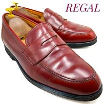 ☆即決・送料無料☆【未使用に近い】REGAL リーガル コインローファー ハーフサドル 茶 ブラウン 25.5cm 革靴 ビジネスシューズ メンズ_画像1