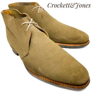 ☆即決・送料無料☆CROCKETT&JONES クロケット&ジョーンズ HARTLAND スウェード チャッカブーツ カーキ系 24cm 革靴 ブーツ 本革 メンズ