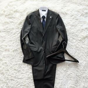 ＜極美品＞ LARDINI ラルディーニ 新ロゴ カーキ ウール スーツ セットアップ ブートニエール サイズ48 Lサイズ ビジネス 結婚式
