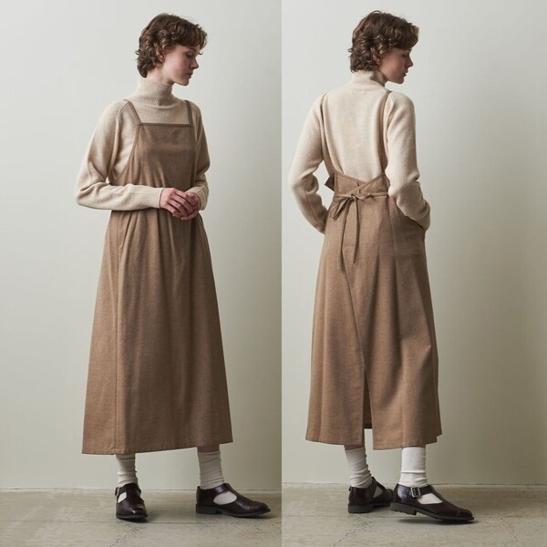 新品 steven alan スティーブンアラン 定価2万6400円 日本製 TWEED APRON DRESS ワンピース FREE 管理番号F741Q825
