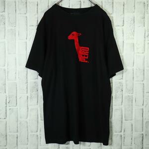 【超希少◎入手困難】ペルー製 半袖Tシャツ リャマ デカロゴ フェルトロゴ XL