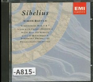 【EMI】シベリウス　交響曲 第5番、第7番　ラトル、バーミンガム市交響楽団　　-A815-　CD