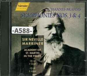 【hanssler】ブラームス：交響曲第3番、4番　マリナー、アカデミー管弦楽団　　　　-A588-　CD