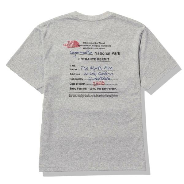 即決☆ノースフェイス エントランス パーミッション 半袖Tシャツ GRY/XLサイズ グレー 灰色 ロゴ 速乾 ドライ