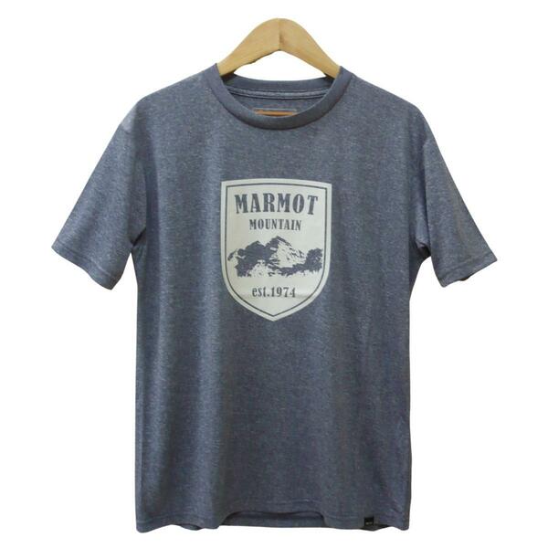 即決☆マーモット マウンテンエルバード半袖Ｔシャツ NV/XLサイズ 送料無料 吸汗・速乾・ドライ 登山 キャンプ ネイビー