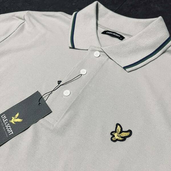 XL/2L/LL/O ライルアンドスコット LYLE&SCOTT 長袖 ポロシャツ ゴルフ メンズ 新品 ワンポイント ワッペン 春秋 送料無料 グレー