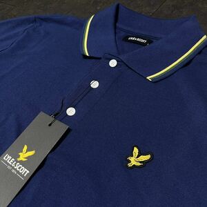 Lサイズ ライルアンドスコット LYLE&SCOTT 長袖 ポロシャツ ゴルフ メンズ 新品 ワンポイント ワッペン 春秋 送料無料 青 ブルー