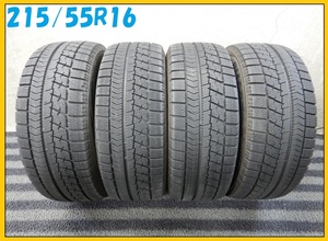 CT3084■215/55R16 BRIDGESTONE BLIZZAK VRX 4本■条件付き 送料無料■激安 8分山 バリ溝 状態◎ フォルクスワーゲン ボルボ アウディなど