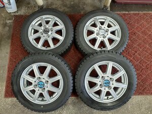 パF5113■155/65R13 73Q　4本価格　DUNLOP WINTER MAXX 02　CLIMATE　送料無料 冬 ’21年 8分山 13×4J +43 4穴 PCD100 ハブ径67㎜