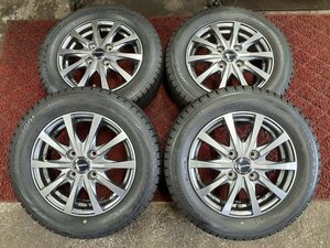 パF5159■155/65R13 73Q　4本価格　BRIDGESTONE BLIZZAK VRX　Exceeder　送料無料 冬 ’17年 8分山 13×4J +45 4穴 PCD100 ハブ径67㎜